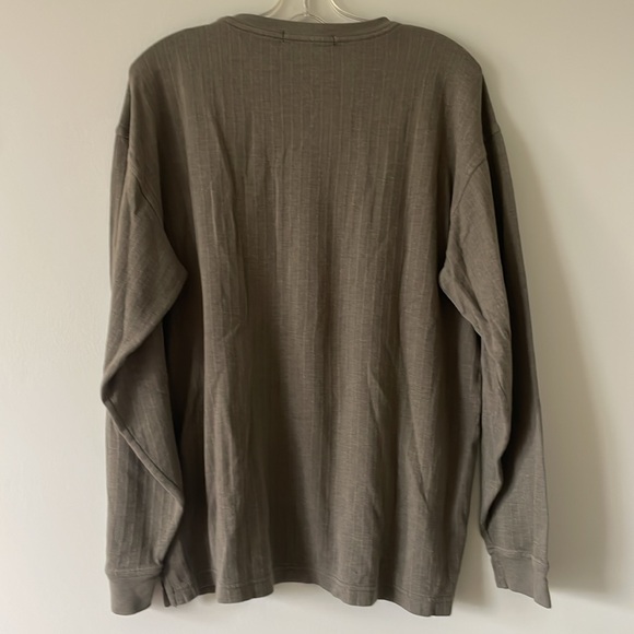 men’s olive green 1/4 button polo long sleeve - Picture 3 of 3